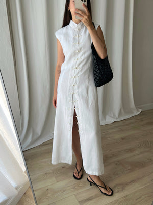 Pure linen oriental long dress