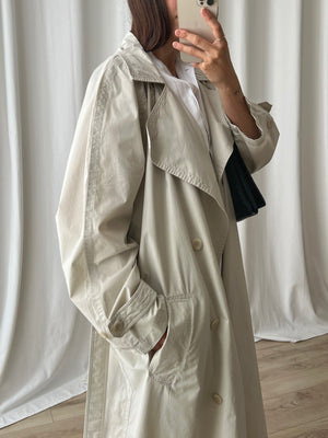Pure cotton ice white long trench
