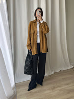 Real suede leather light brown jacket/shirt