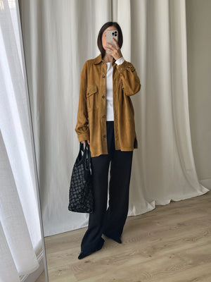Real suede leather light brown jacket/shirt