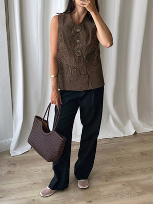 100% Leather brown vest