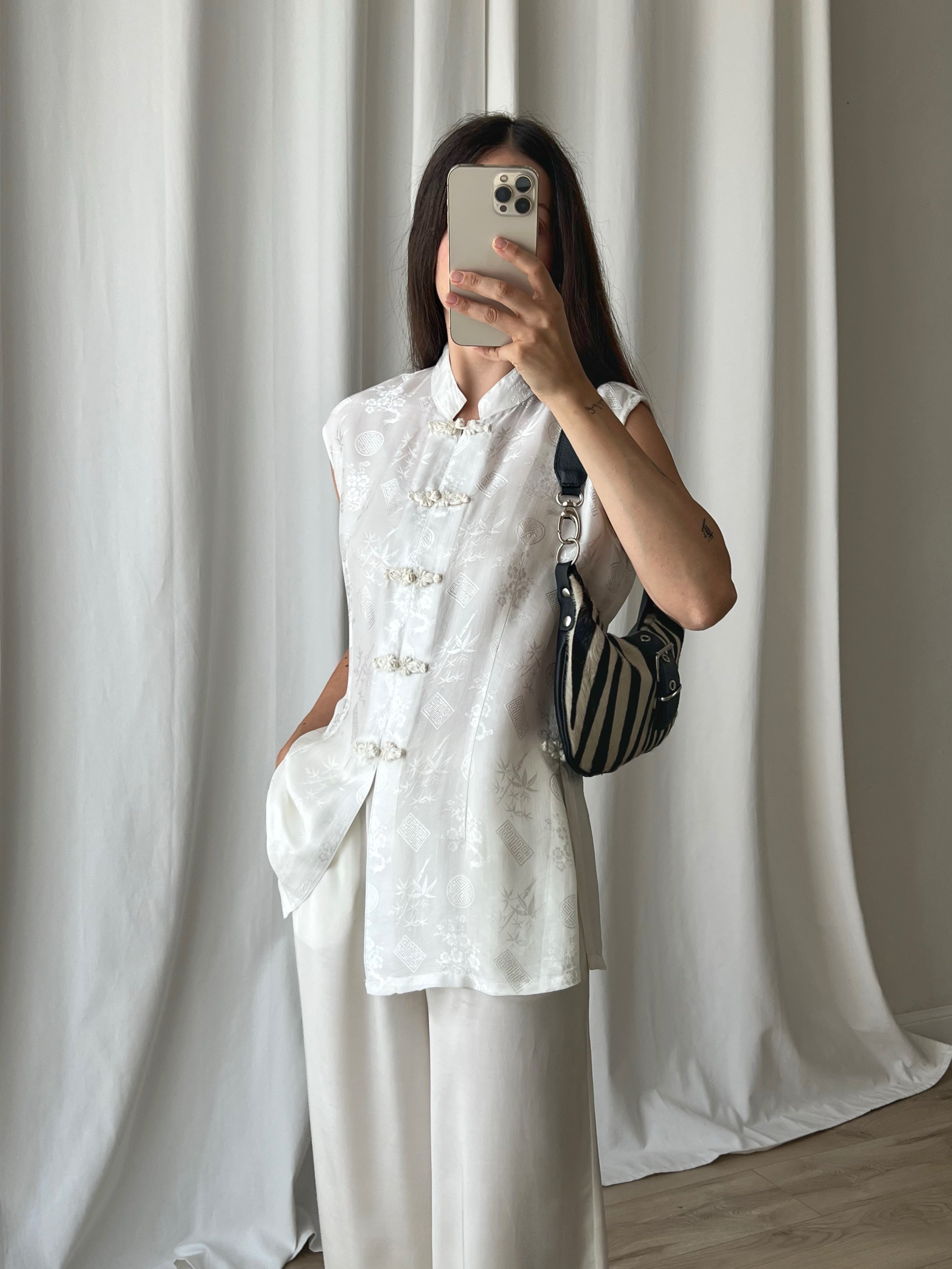 Pure silk oriental white shirt