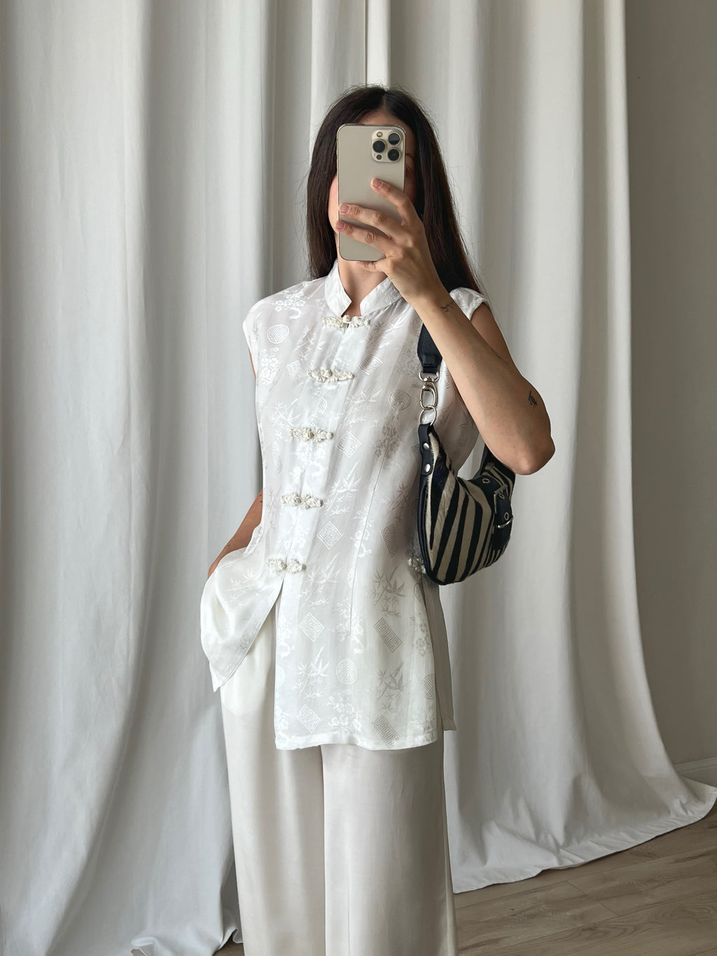 Pure silk oriental white shirt