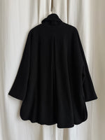 Wool and cashmere black scarf coat