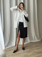 Pure silk lace details satin skirt