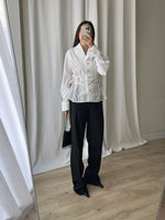 Pure cotton ribbon details white shirt