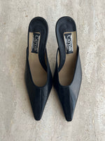 Real leather black mule