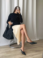 Real leather black mule