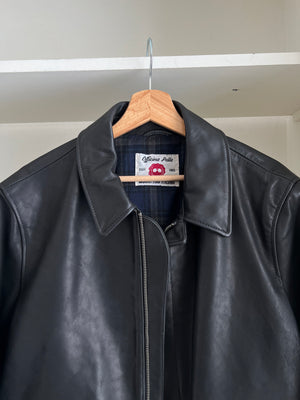 100% Leather black bomber jacket