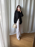 Cupro and viscose liquid white pants