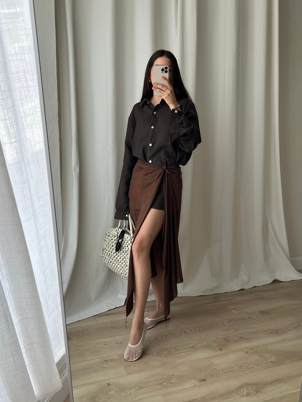 Viscose & silk pareo - Chocolate