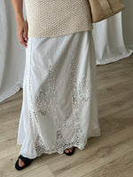 Pure cotton lace details long skirt