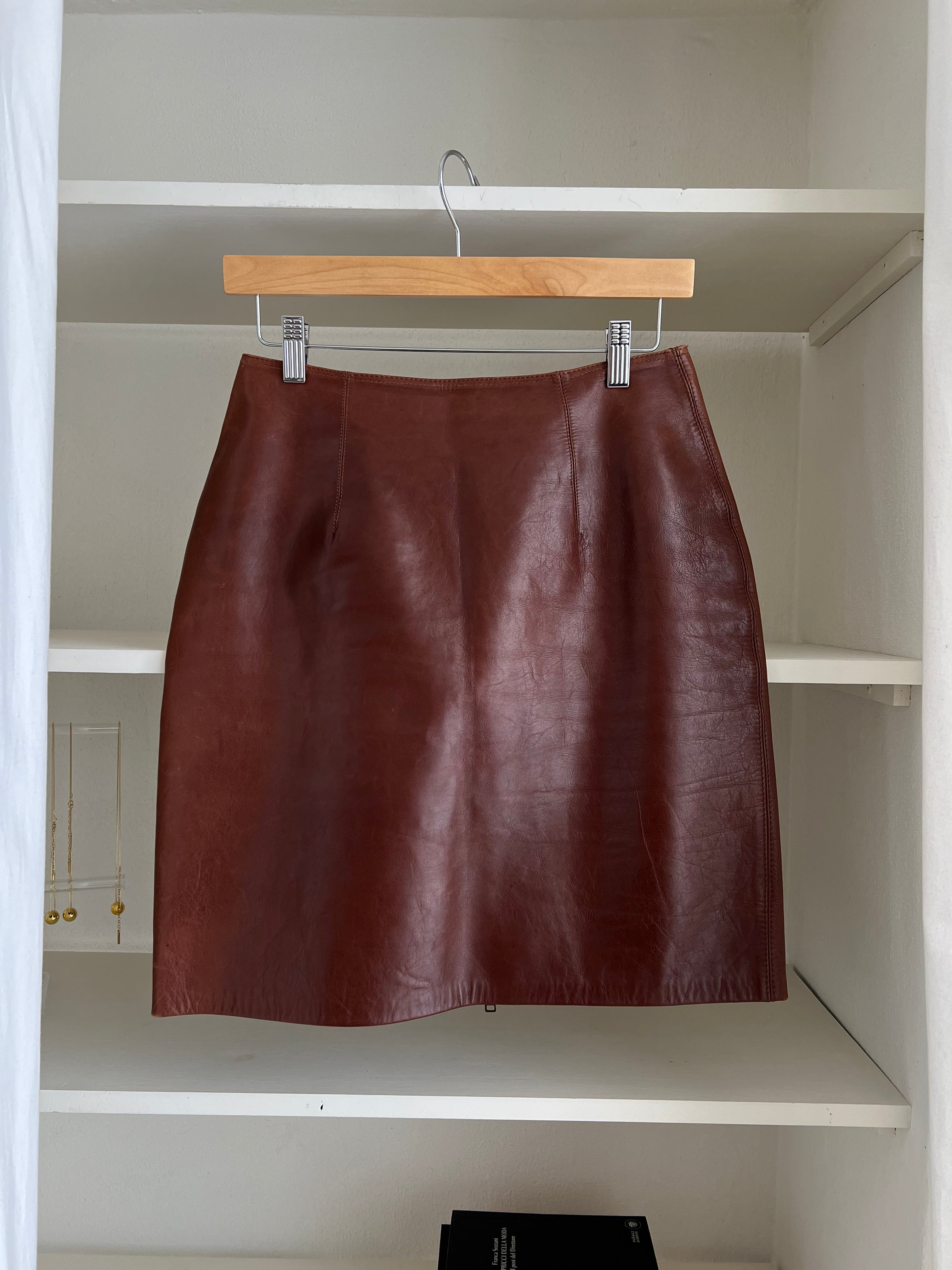 Handmade leather mini skirt