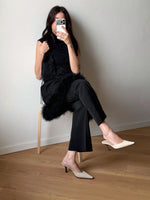 Real suede leather cream mule