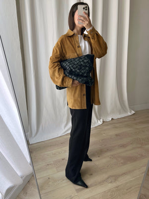Real suede leather light brown jacket/shirt