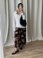 Viscose blend long flowers skirt