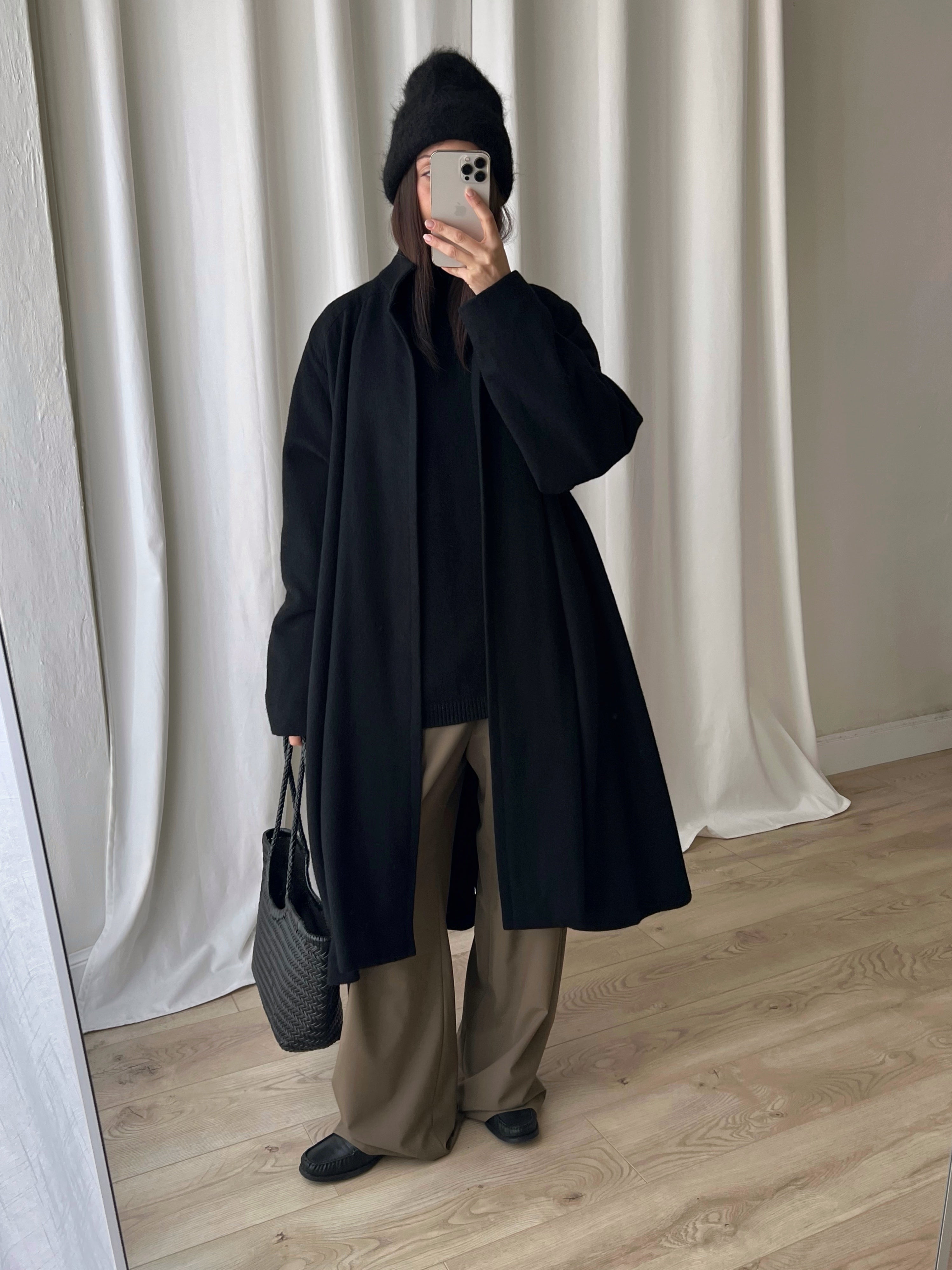 Tailored pure wool cape coat