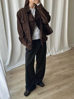 Made in Italy real suede leather chocolate jacket