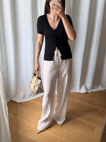 Cotton and viscose ribbed black top