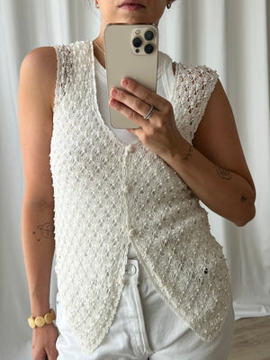 Cotton blend pearls vest