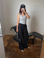 Tailored 100% linen pants - Black