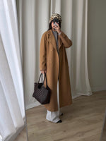 Wool and cashmere camel long coat