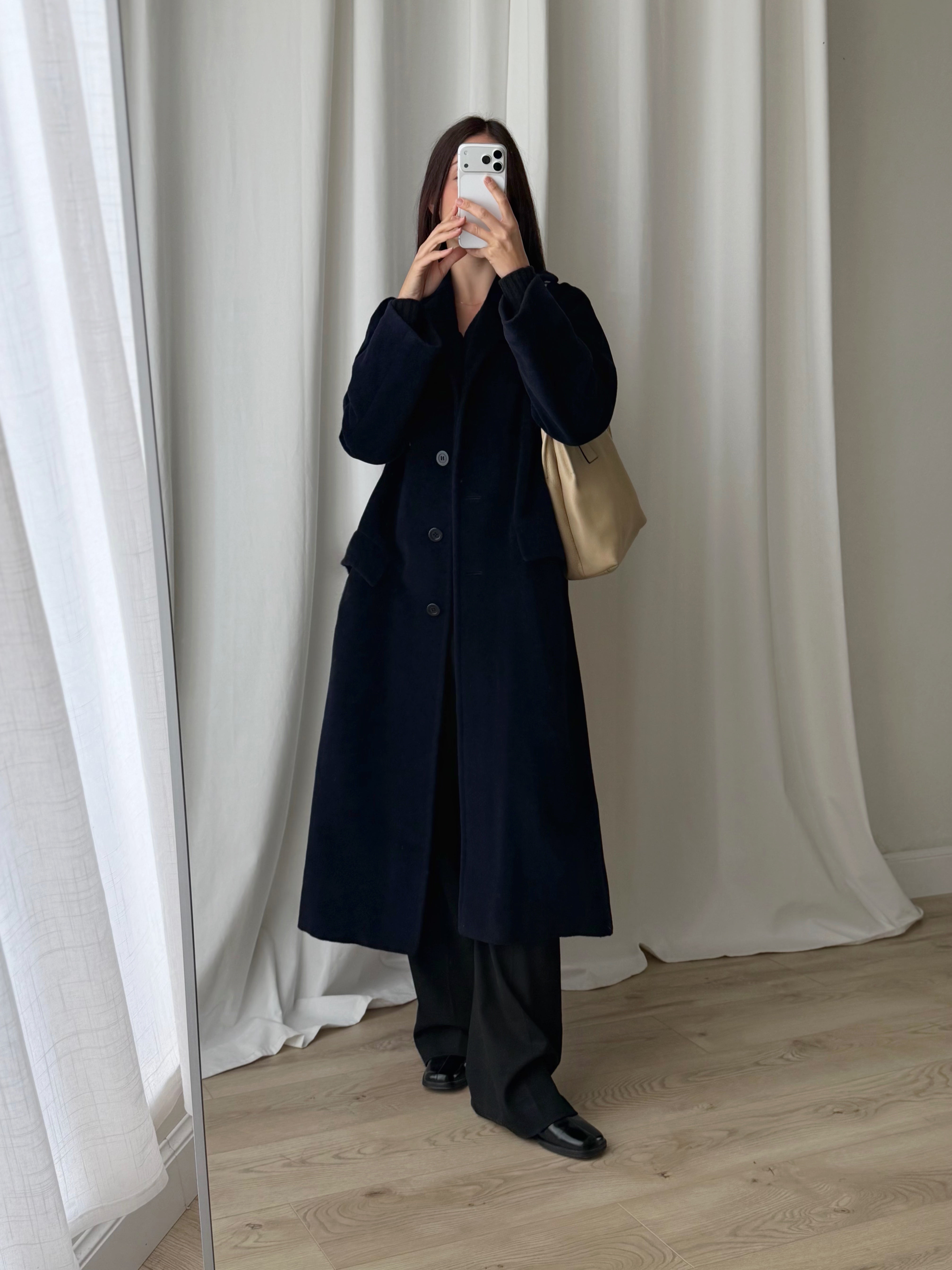Piacenza pure wool blu long coat