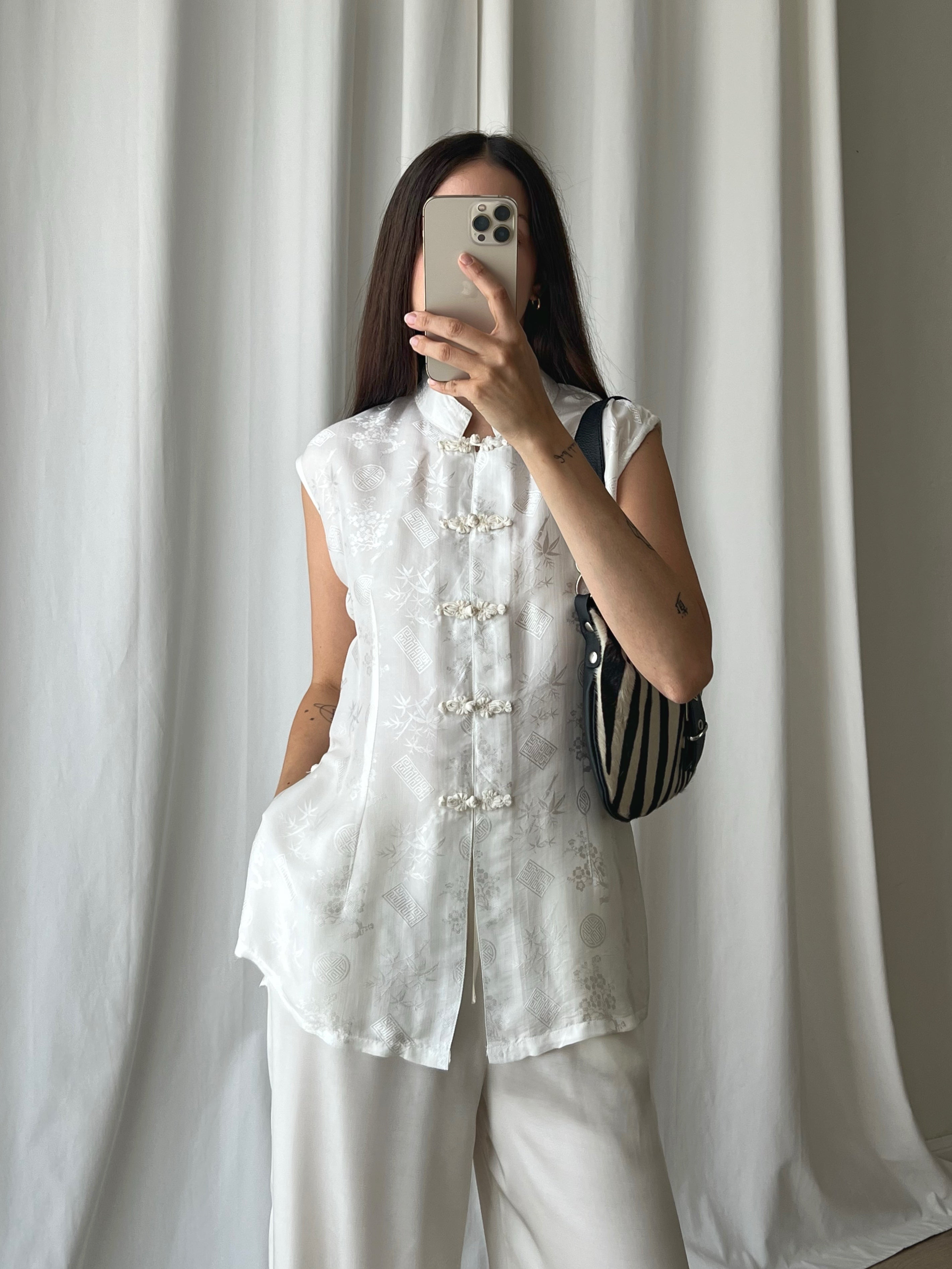 Pure silk oriental white shirt
