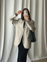 Pure linen genderless striped blazer