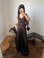Silk & viscose liquid pants - Chocolate