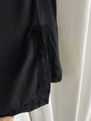 Pure silk lace details satin skirt