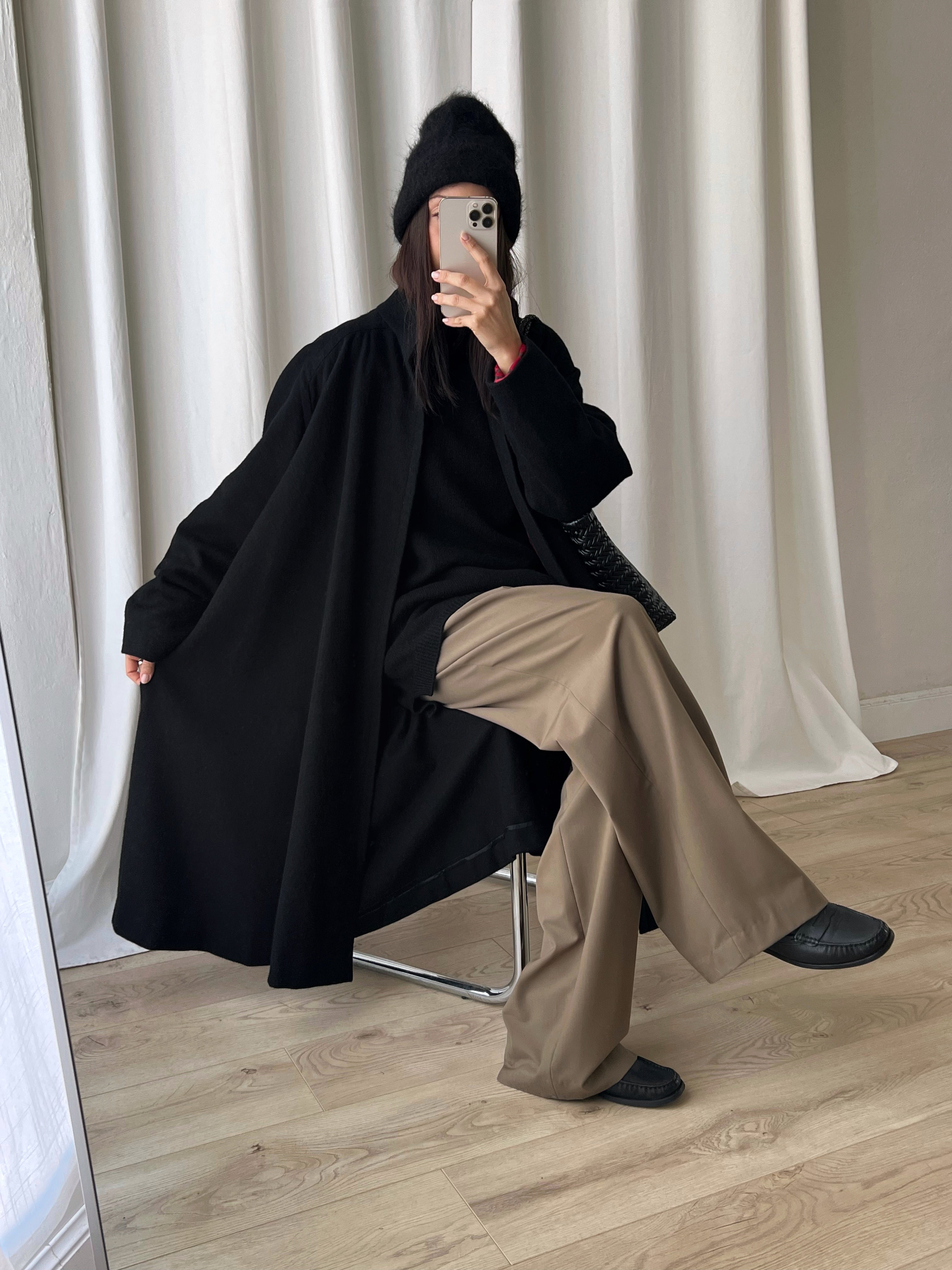 Tailored pure wool cape coat