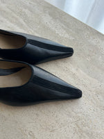 Real leather black mule