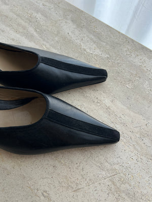 Real leather black mule