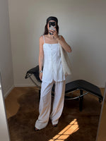 Linen and cotton spaghetti top - White