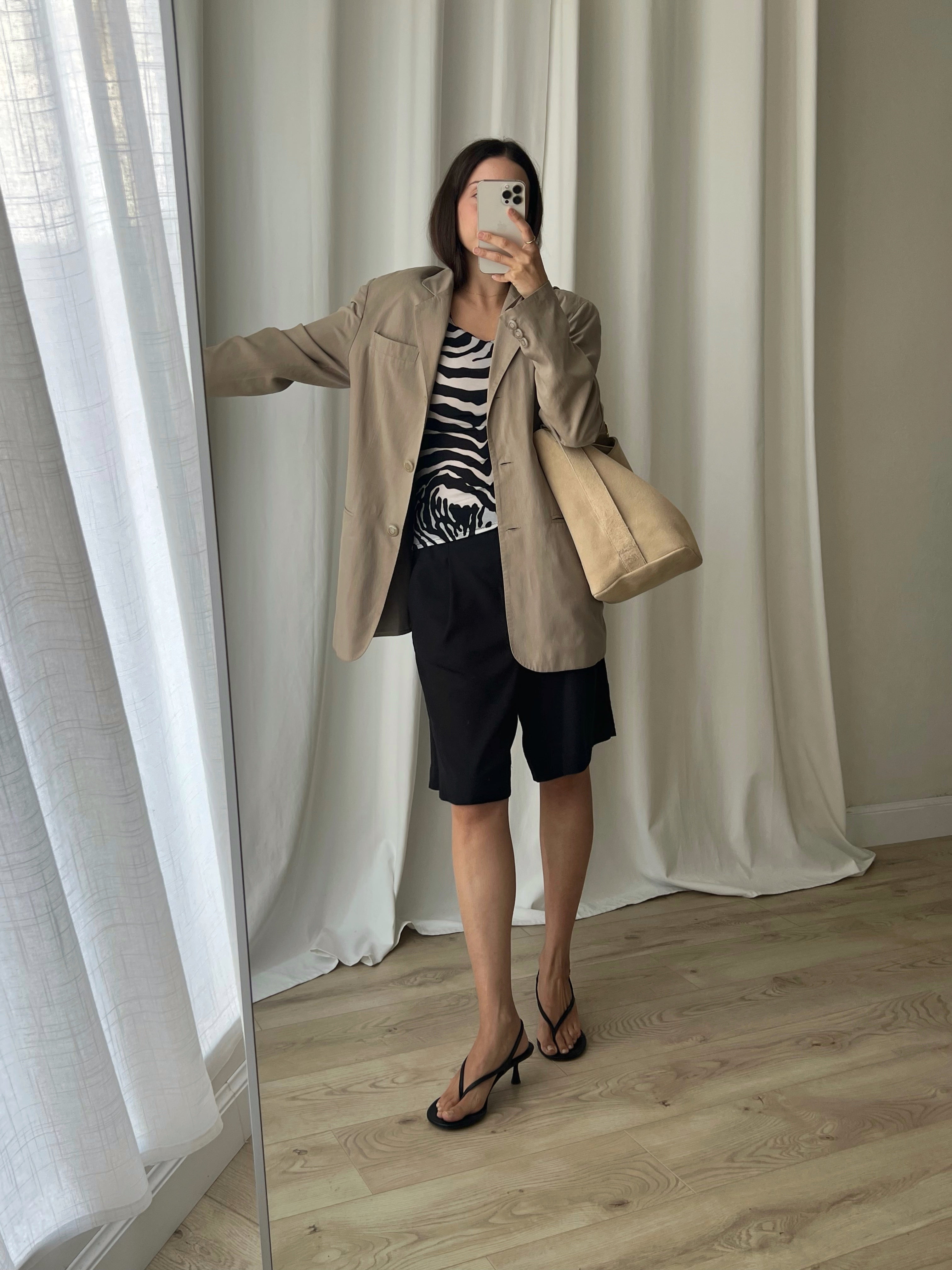 Pure silk taupe blazer