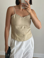 Linen beads beige top