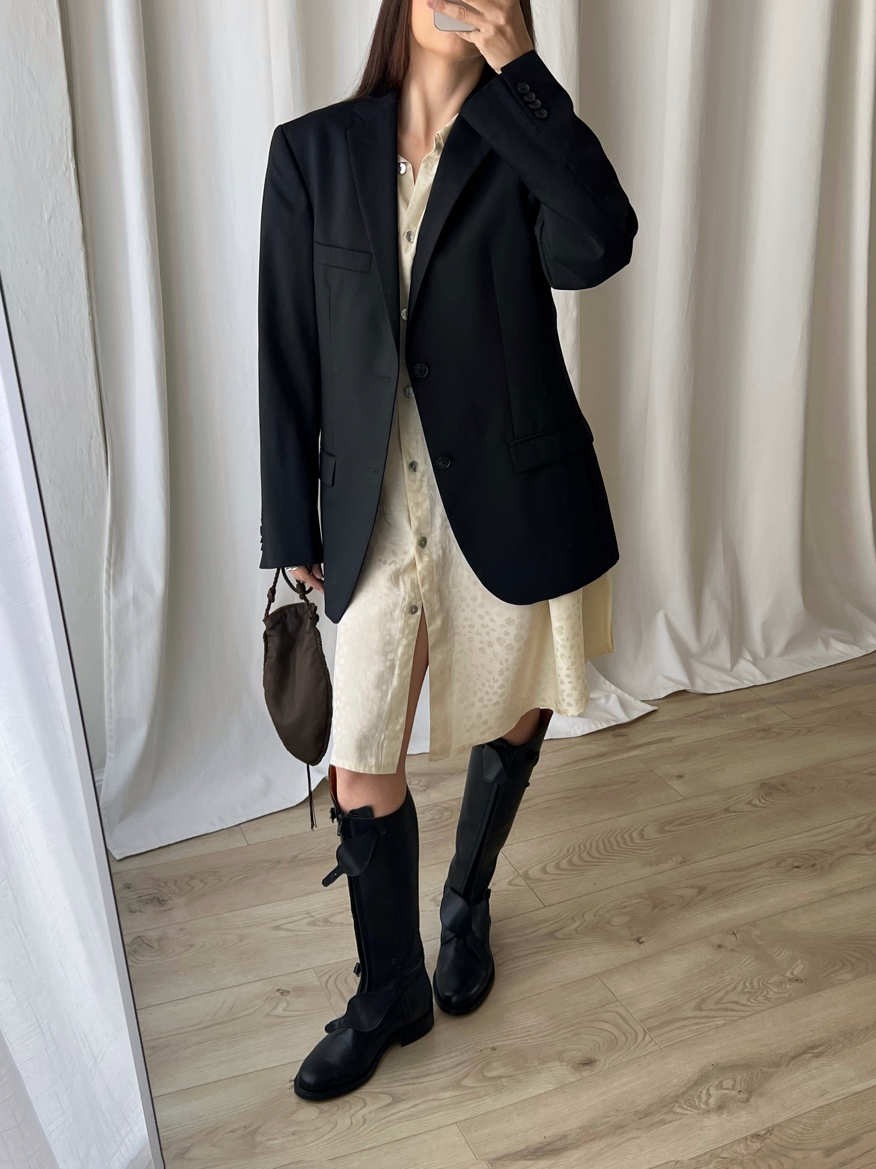 Made in Italy pure lightweight wool black blazer