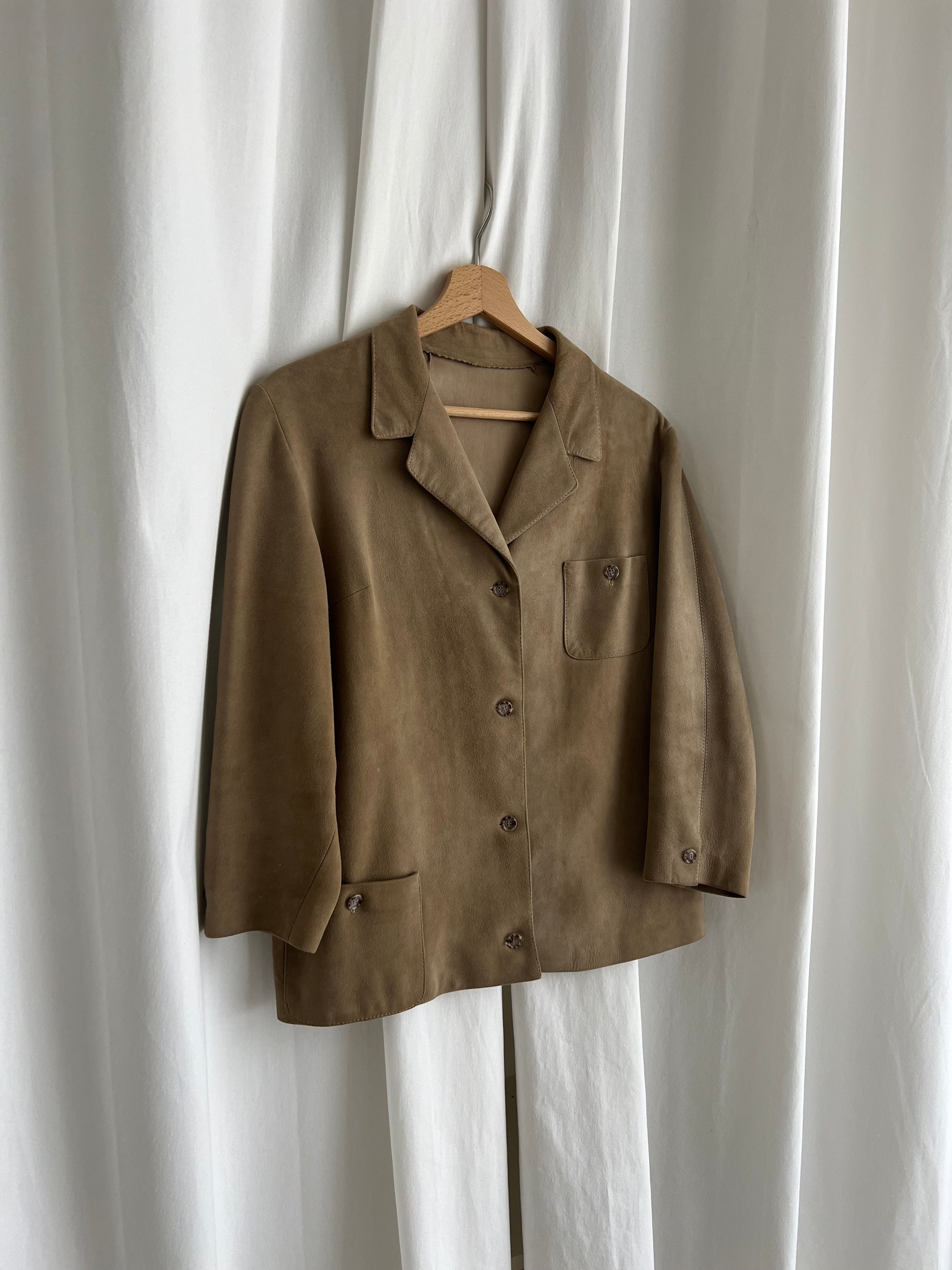 Real suede leather beige jacket
