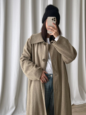 Tailored pure wool maxi collar coat