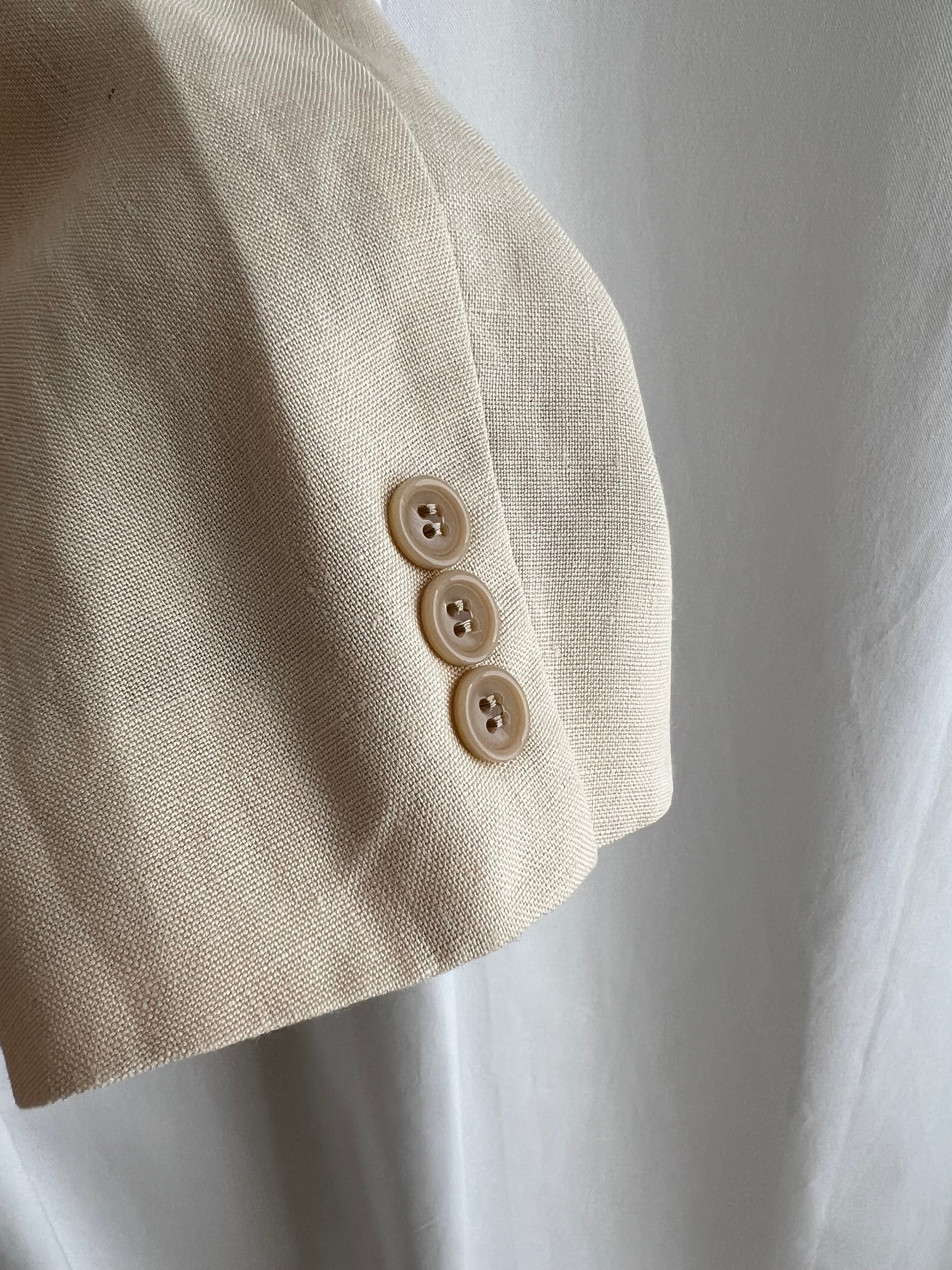 Pure linen genderless light beige blazer