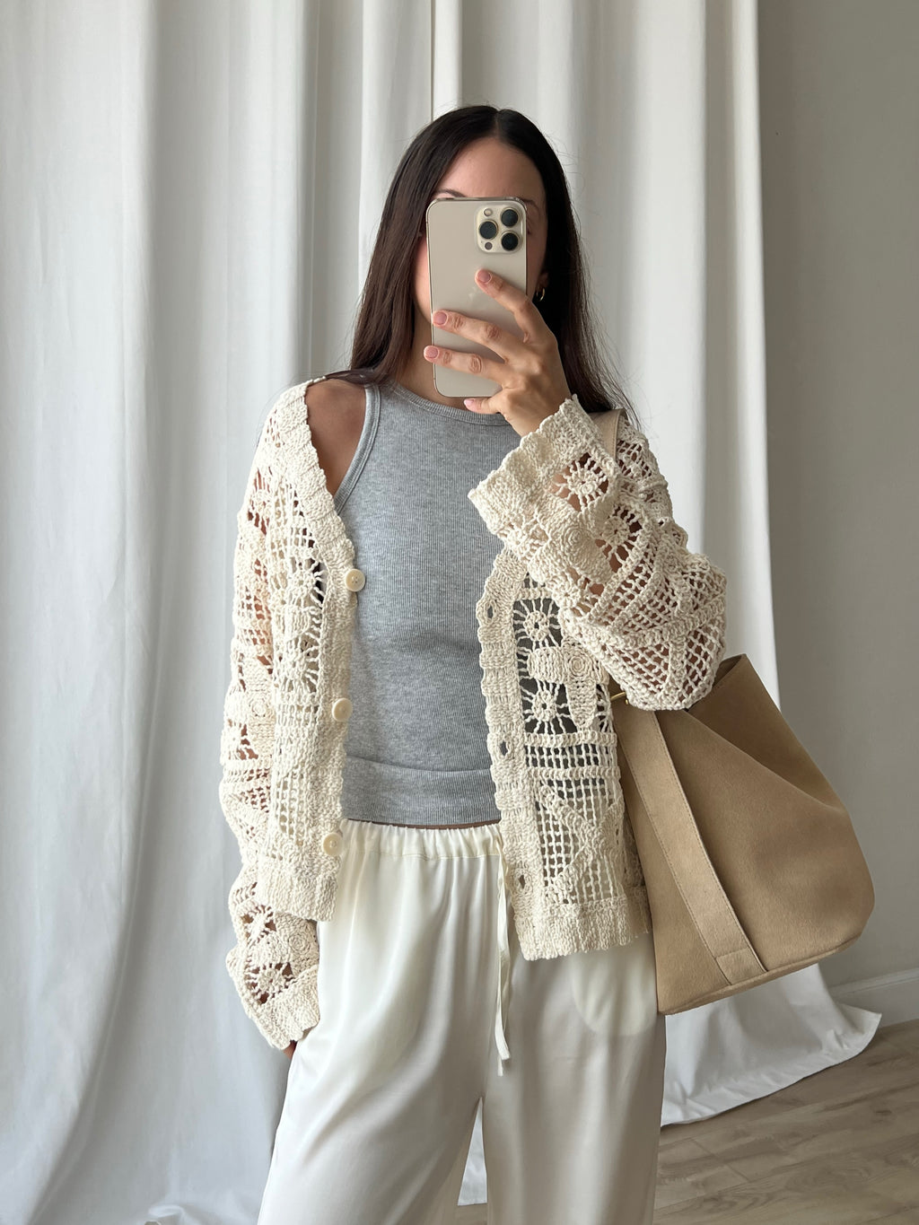 Crochet beige cardigan