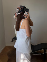 Linen and cotton spaghetti top - White