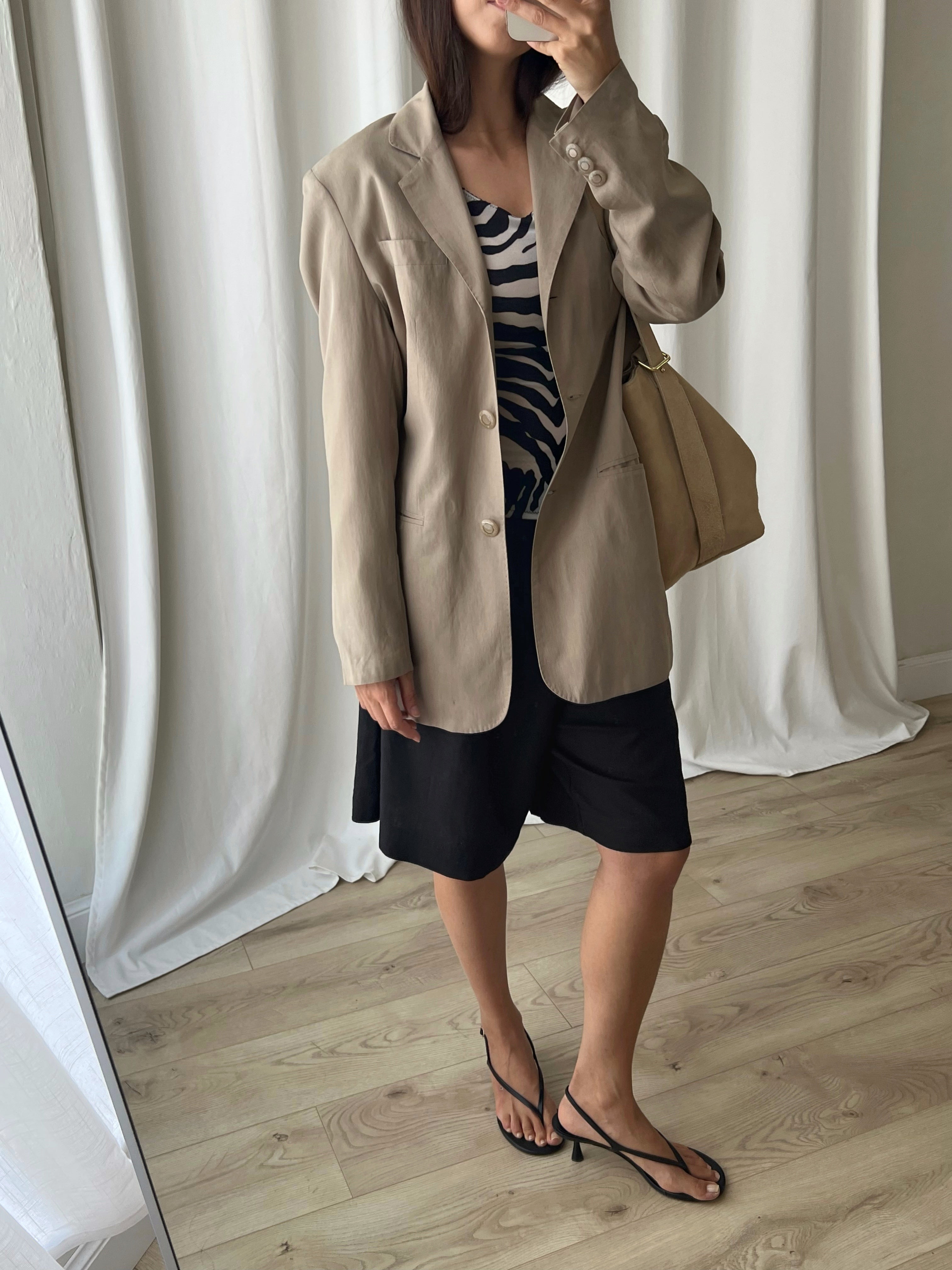 Pure silk taupe blazer