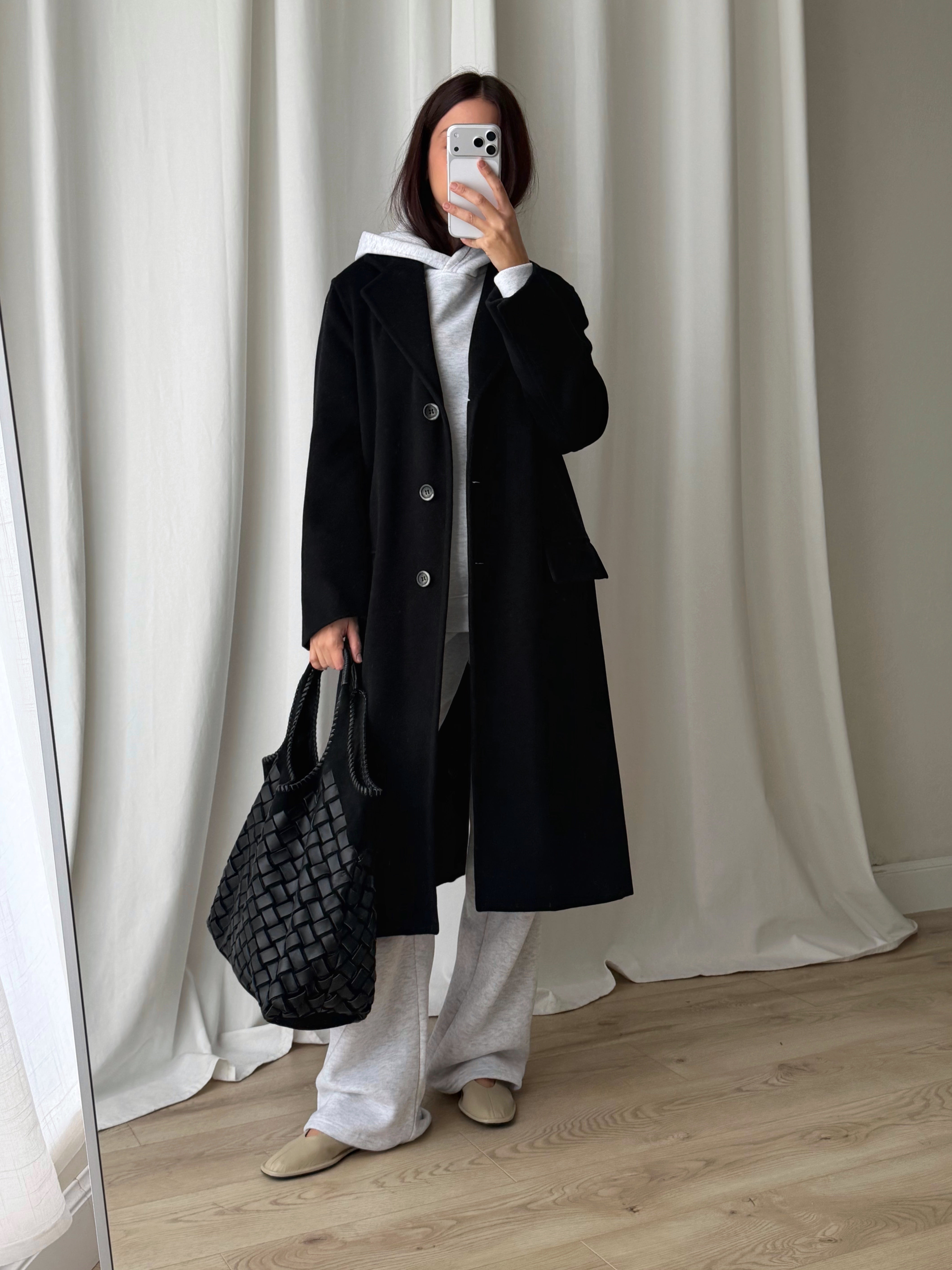 Marella wool and angora black coat