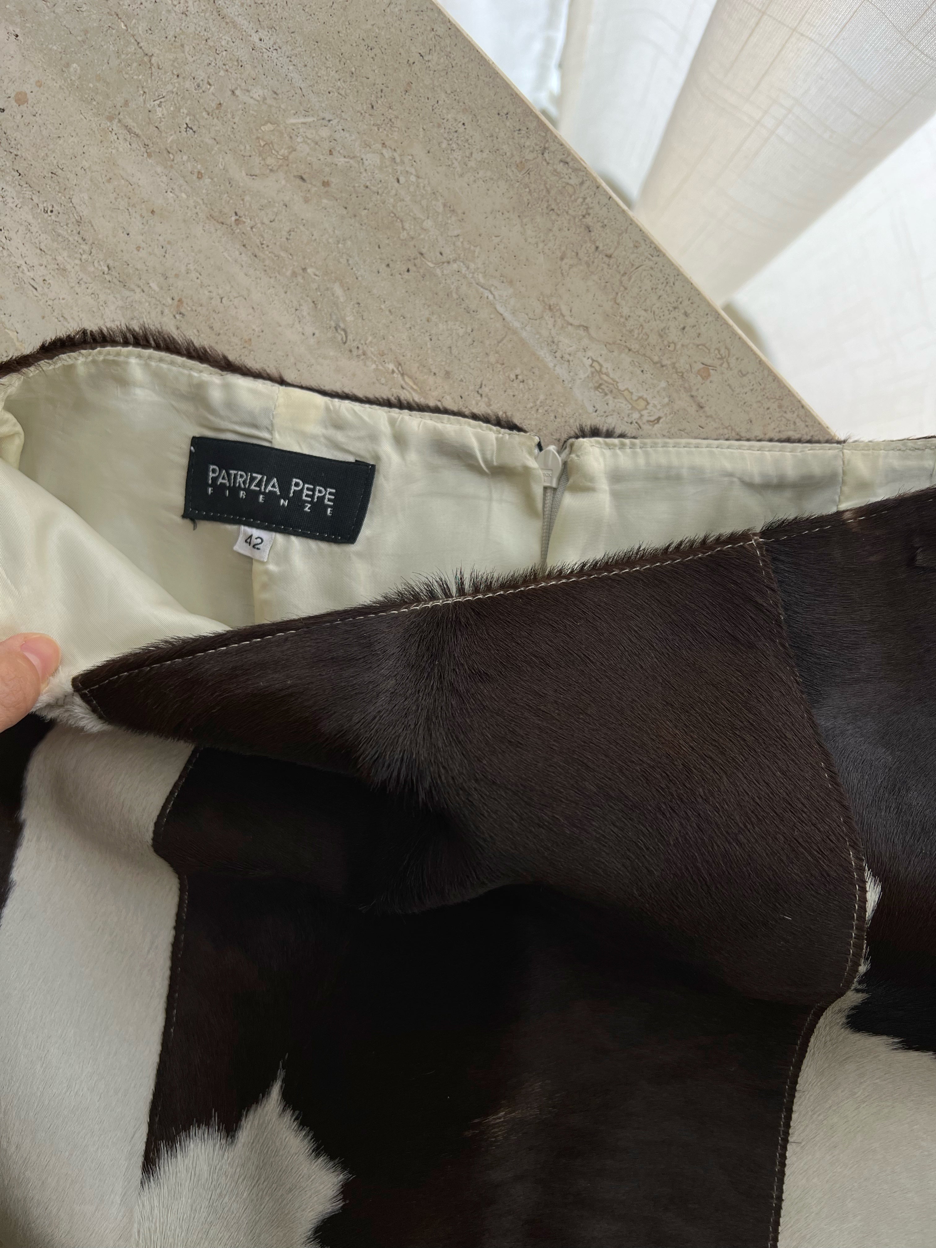 Patrizia Pepe real leather cow skirt