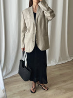 Pure linen genderless striped blazer