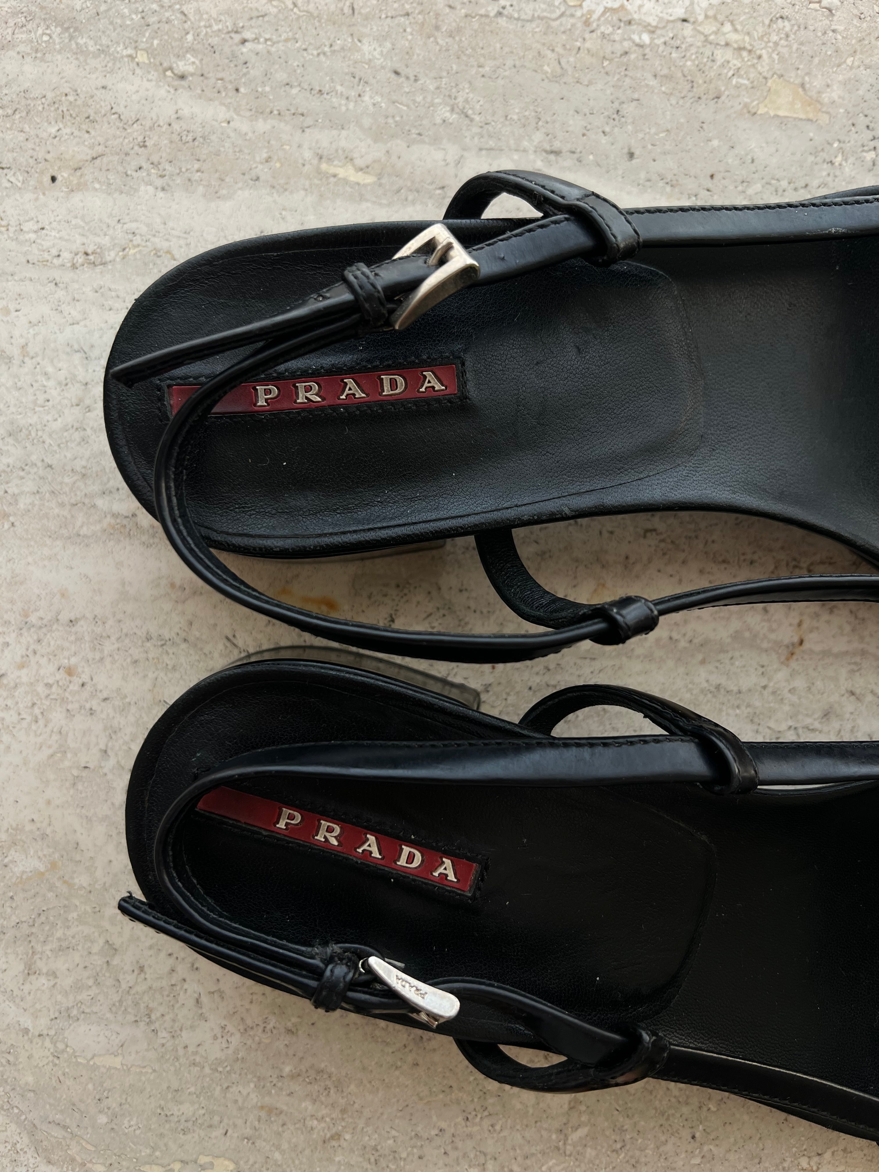 Prada leather black sandals
