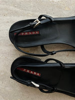 Prada leather black sandals