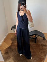 Silk & viscose liquid pants - Navy